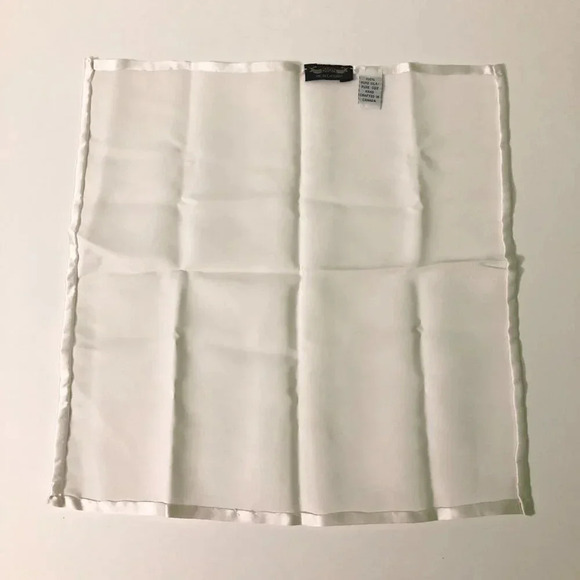DIon White Silk Pocket Square Made  in Canada - Picture 7 of 14